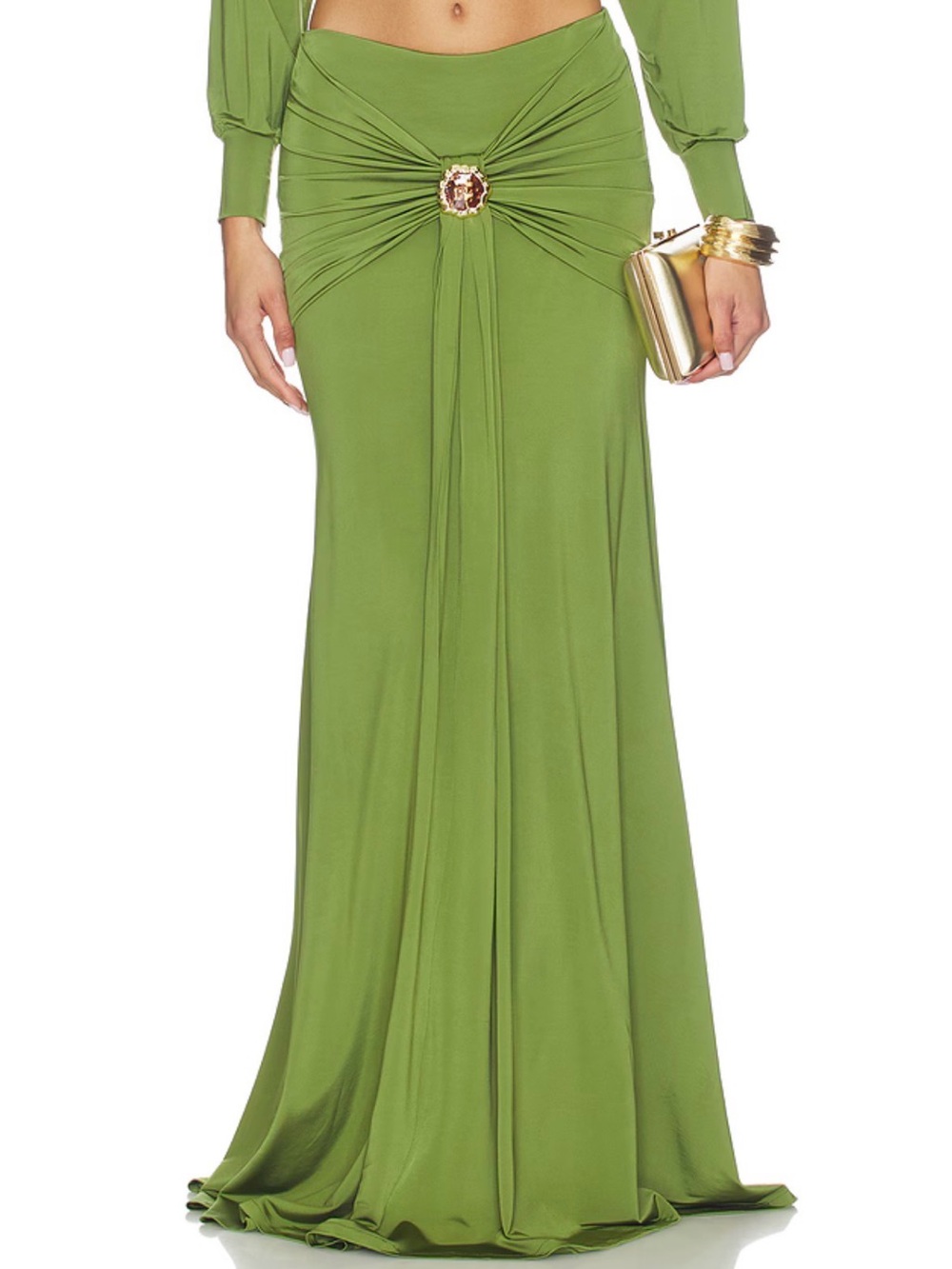 PatBO Intensity Jersey Maxi Skirt in Green